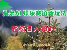 AI娱乐新玩法,日入 400+,轻松简单,每天只需 20 分钟