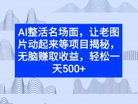 AI整活名场面,让老图片动起来等项目揭秘,无脑赚取收益