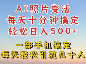 利用AI软件让照片变活,发布小红书抖音引流,一天搞了四位数,新玩法,赶紧搞起来【揭秘】