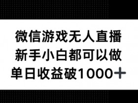 微信游戏无人直播,新手小白都可以做,单日收益破1k【揭秘】