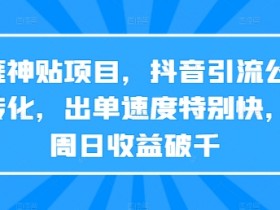 天涯神贴项目,抖音引流公众号转化,出单速度特别快,一周日收益破千