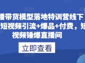 直播带货模型落地特训营线下课,短视频引流+爆品+付费,短视频锤爆直播间