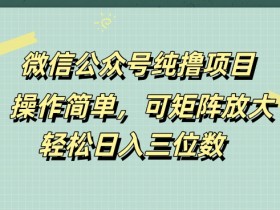 微信公众号纯撸项目,操作简单,可矩阵放大,轻松日入三位数