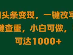 AI头条变现,一键改写、一键查重,小白可做,日入可达1k