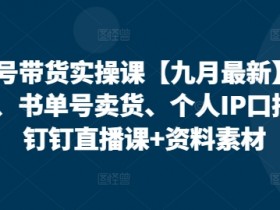 视频号带货实操课【九月最新】无人直播、书单号卖货、个人IP口播等,钉钉直播课+资料素材