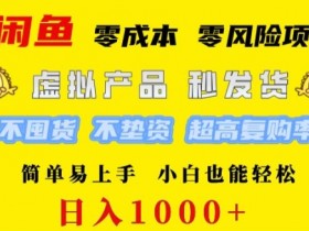 闲鱼 0 成本 0 风险项目 简单易上手 小白也能轻松日入几张