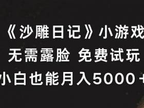《沙雕日记》小游戏,无需露脸免费试玩,小白也能月入5000+【揭秘】