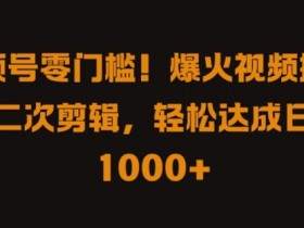 视频号零门槛,爆火视频搬运后二次剪辑,轻松达成日入 1k+【揭秘】