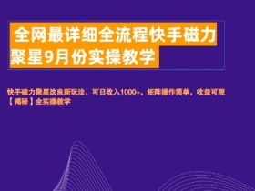 全网最详细全流程快手磁力聚星实操教学