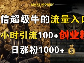 微信超级牛的流量入口,半小时引流100+创业粉,日涨粉1000+