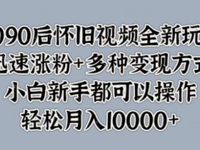 8090后怀旧视频全新玩法,迅速涨粉+多种变现方式,小白新手都可以操作