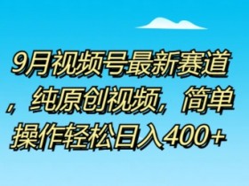 9月视频号最新赛道,纯原创视频,简单操作轻松日入4张