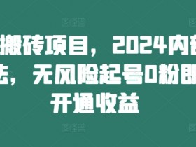 头条搬砖项目,2024内部新玩法,无风险起号0粉即可开通收益