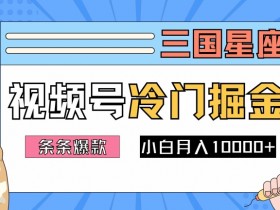 2024视频号三国冷门赛道掘金,条条视频爆款,操作简单轻松上手,新手小白也能月入1w