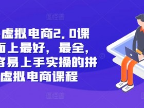 拼多多虚拟电商2.0项目,市面上最好,最全,最让人容易上手实操的拼多多虚拟电商课程