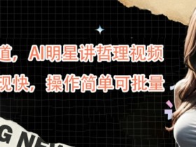 蓝海赛道,AI明星讲哲理视频,起号变现快,操作简单可批量【揭秘】