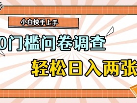 0门槛问卷调查,1分钟上手,轻松日入2张,无脑简单