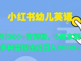 小红书幼儿英语,日引300+宝妈粉,0成本制作多种变现途径