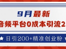 9月最新:音频平台0成本引流,日引200+精准创业粉【揭秘】