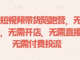 抖音短视频带货陪跑营,无需囤货、无需开店、无需直播,无需付费投流