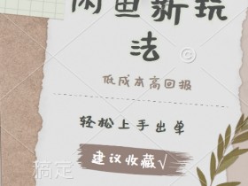 闲鱼新玩法惊现!低成本,高回报,小白轻松上手当天出单, 且复购率超高