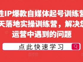 女性IP爆款自媒体起号训练营,14天落地实操训练营,解决您在运营中遇到的问题