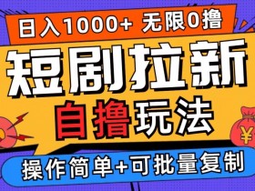 2024短剧拉新自撸玩法,无需注册登录,无限零撸,批量操作日入过千【揭秘】