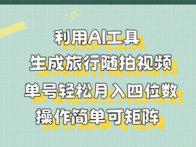 利用AI工具生成旅行随拍视频,单号轻松月入四位数,操作简单可矩阵