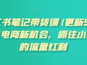 小红书笔记带货课(更新9月)流量电商新机会，抓住小红书的流量红利