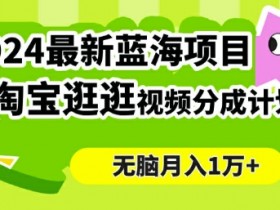 2024蓝海项目, 淘宝逛逛视频分成计划,简单无脑搬运,几分钟一个视频,小白月入1万+