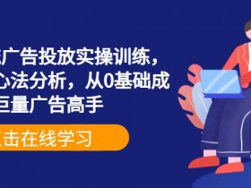 巨量信息流广告投放实操训练,实操演示+心法分析,从0基础成为巨量广告高手