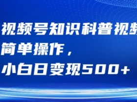 视频号知识科普视频,简单操作,小白日变现500+【揭秘】
