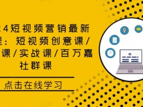 2024短视频营销最新课程：短视频创意课/精英课/实战课/百万嘉社群课