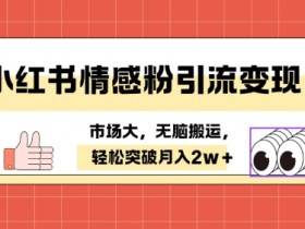 小红书情感、婚恋粉引流变现，不用拍视频小白无脑搬运 轻松月入2w+