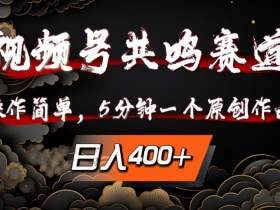 视频号共鸣赛道,操作简单,5分钟1个原创作品,日入几张【揭秘】