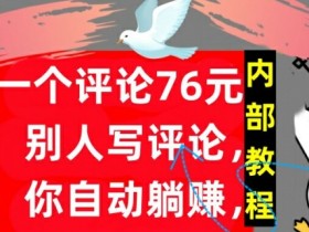 一个评论76元,别人写评论,你自动躺赚,内部教程,首次公开
