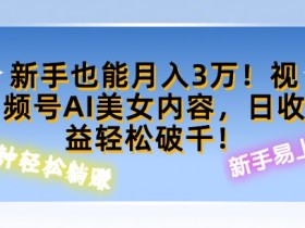 视频号AI美女内容,日收益轻松破百,新手也能月入过W