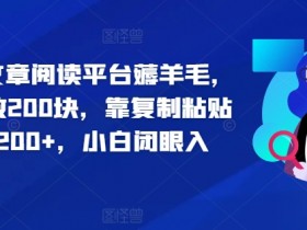 2024文章阅读平台薅羊毛，1万播放200块，靠复制粘贴日入200+，小白闭眼入