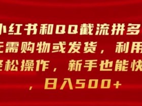 通过小红书和QQ截流拼多多助力粉，无需购物或发货，利用自动化流程轻松操作