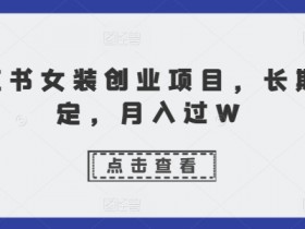 小红书女装创业项目,长期稳定,月入过W