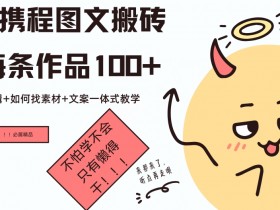 携程图文搬砖每条作品几十,作品剪辑+如何找素材+文案一体式教学