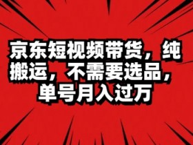 京东短视频达人带货 无脑搬运 无需选品 矩阵操作 单号一周过万