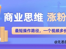 商业思维涨粉+引流最短操作路径,一个视频多份收益单