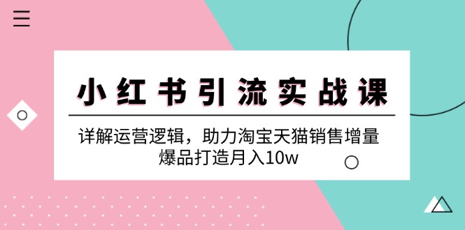小红书引流实战课:详解运营逻辑,助力淘宝天猫销售增量,爆品打造月入10w