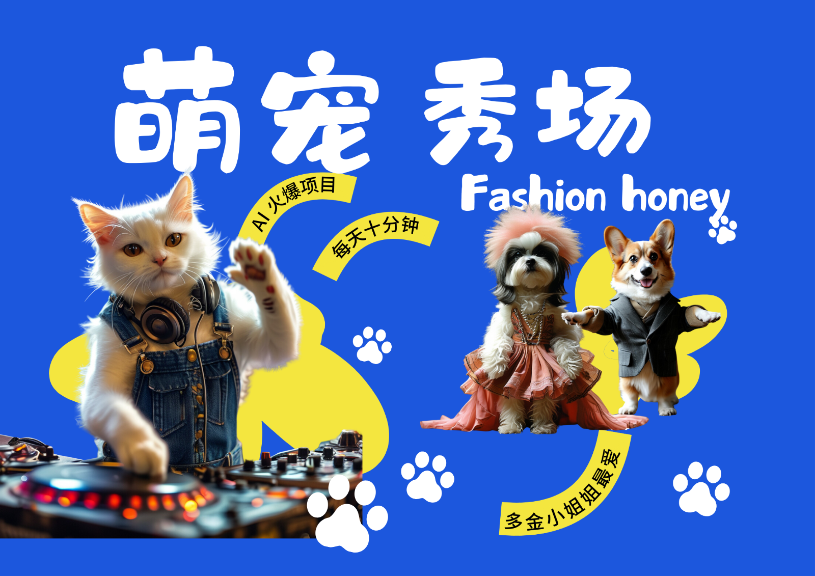 酷飒动物跳舞t台走秀 时尚潮流喵FASHION汪 有钱漂亮小姐姐最喜欢的 轻轻松松月入破W