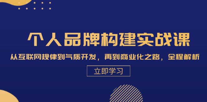 本人品牌构建实战演练课:从互联网规律性到气场开发设计,再从商业化的之途,全过程分析
