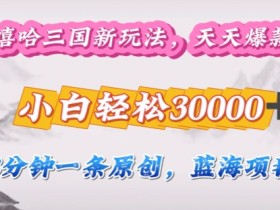嘻哈三国分成计划,3分钟原创即爆火,收益 4k条条爆款,多种变现方式