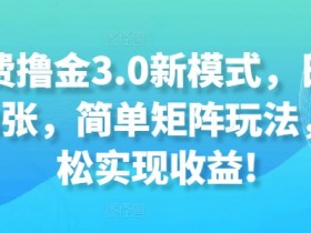 免费撸金3.0新模式,日收入3张,简单矩阵玩法,轻松实现收益!