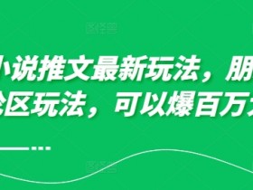10月小说推文最新玩法,朋友圈图文评论区玩法,可以爆百万大流量