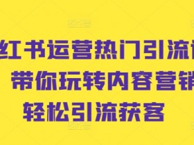小红书运营热门引流课程,带你玩转内容营销,轻松引流获客